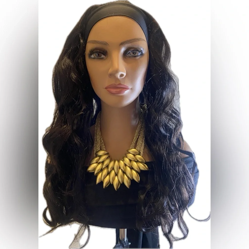 Synthetic body wave headband wig 24”
